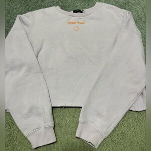 Lonely Ghost purple cropped Text me when you get home crewneck